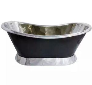 Bañera Ovalada de Cobre Hecha a Mano, Bañera Independiente Clásica con Borde Decorativo, Mueble de Baño para Adultos - Product Image 5