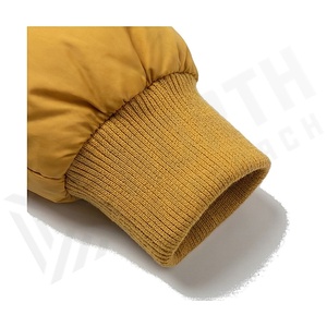 Yellow Quilted Jacket With Fox Fur Collar Full Sleeve Winter Windproof Thick Polyester Filling Short Length Zipper Closure - Product Image 6
