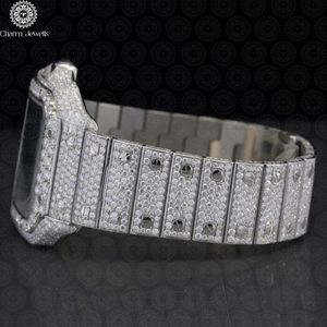 Charm Jewells Montre de luxe en acier inoxydable, cadran analogique carré, mouvement à quartz, cristal saphir, unisexe, 38 mm - Product Image 3
