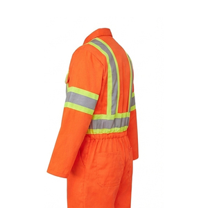 Combinaisons de travail de sécurité imperméables en microfibre réfléchissante orange haute visibilité avec bandes argentées pour usage industriel unisexe - Product Image 4