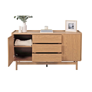 <b>Sideboard</b> made of teak wood with a natural wood finish with 2 doors and 3 drawers for indoor living room use - Product Image 3