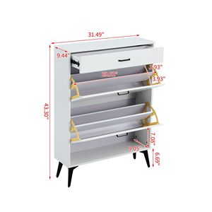 Scarpiera Bianca con Gambe in Metallo, Scaffali Portascarpe per Casa o Ufficio - Product Image 6