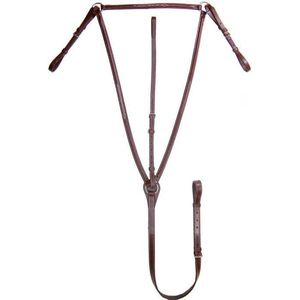 Genuine Leather Round Raised Double Fancy Stitch Breastplate with Removable Standing Attachment English Riding Gear - Product Image 1