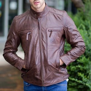 Nouveautés : Veste noire personnalisée avec logo pour homme, vestes en cuir vintage pour homme, vestes de haute qualité, veste d'hiver streetwear - Product Image 1