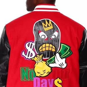 เสื้อแจ็คเก็ตวาร์ซิตี้วินเทจสำหรับผู้ชายจาก MKB Enterprises คอตั้ง กระดุมแถวเดียว ปักโลโก้ แขนเสื้อตัดกัน ชายเสื้อแบบริบ - Product Image 5