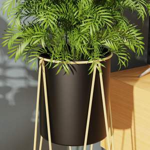 Support de pot de fleurs en métal haut de gamme à prix de gros avec pot noir, design artisanal durable pour pots lourds et décoration intérieure élégante - Product Image 5