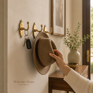 Premium Solid Brass Wall <b>Hook</b> Set Decorative Gold Metal Coat <b>Hook</b> Wall Mounted <b>Towel</b> Key Robe Hat Holder for Entryway Bathroom - Product Image 3