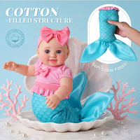 Poupée Bébé Sirène Souriante Babeside Nico 15 Pouces, Corps en Tissu, Membres en Vinyle, Queue Aquatique, Nœud Rose, Poupée Tendance, Jouet DIY, Modèle de Poupée