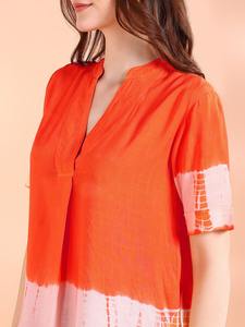 Haut d'été léger pour femme Maaesa, collection designer, en rayonne tie & dye, col mandarin, manches courtes, style décontracté - Product Image 6