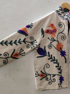 Veste pour femme brodée à la main, col mandarin, motif floral, coton, manches longues, style printemps, chic prairie - Product Image 2