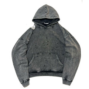 Sweat à capuche en coton French Terry pour homme, style streetwear, personnalisé, collection hiver 2026, haute qualité, teint uni, lavable à l'eau, effet délavé - Product Image 1