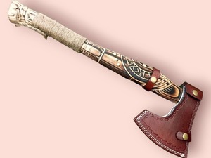 Premium Handcrafted Odin Viking <b>Axe</b> | Carbon Steel Blade, Engraved <b>Wooden</b> Handle | Authentic Norse Style Collectible - Product Image 4