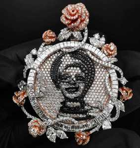 Colgante Personalizado de Plata de Ley 925 con Moissanita, Diseño de Retrato de Rosa Helada, Joyería Hip Hop Unisex - Product Image 1