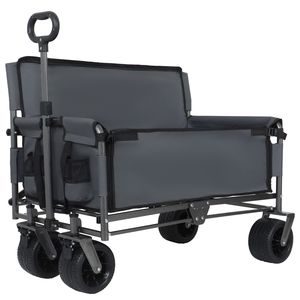 3-in-1 Convertible Folding Wagon Cart Heavy Duty 500lbs Utility 180L All Terrain Wheelbarrow with Bench Seat <b>Storage</b> for <b>Camping</b> - Product Image 1