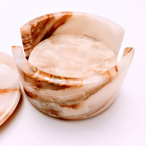 2026 New Premium <b>Marble</b> Onyx Big Slab Drink Coasters Set with Antique Finish Modern Kitchen Home Decor - Product Image 4