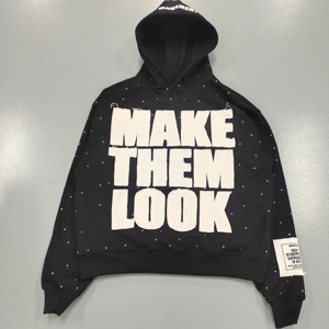 Wholesale Custom Logo Men's <b>Full</b>-Face <b>Zip</b>-Up Sweater Jacket Coat Embroidered Blank Rhinestone Winter <b>Zip</b> <b>Hoodie</b> with Zipper - Product Image 4
