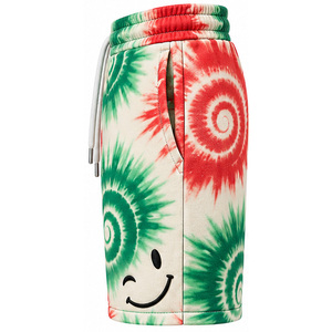 Custom <b>Mens</b> Tie Dye <b>Fleece</b> Sweat <b>Shorts</b> With Embroidery Elastic Waist Drawcord Side Pockets Wholesale Casual Streetwear Supplier - Product Image 3