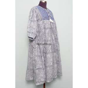 Vestido Largo Bohemio con Estampado Floral, Ecológico, Cuello Redondo, Manga Larga, Algodón, para Mujer, Uso Diario, Fabricante Indio - Product Image 4