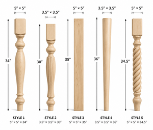 Solid Wood <b>Table</b> Leg Traditional Turned Furniture Legs for <b>Farmhouse</b> <b>Dining</b> <b>Tables</b> and Console <b>Tables</b> - Product Image 2