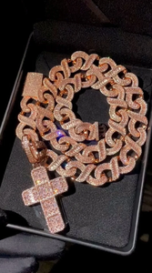 Unisex Silver Plated 925 Sterling Silver Vintage Hip Hop <b>Cross</b> Pendant Necklace Baguette Cut Diamond Link <b>Chain</b> for Certified - Product Image 4