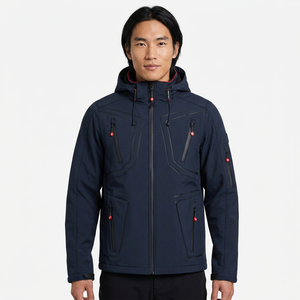 Chaqueta Varsity Reversible Impermeable de Mezclilla para Hombre, con Logotipo Frontal, Azul Oscuro, Poliéster, Cierre de Cremallera, para Otoño y Actividades al Aire Libre - Product Image 6