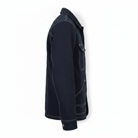 Chemise-veste de travail en denim bleu foncé pour homme Grizzly avec logo brodé et fermeture à boutons