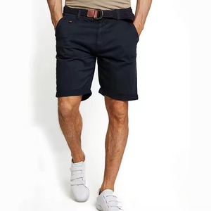 Wholesale Men's Business Casual Woven Cotton Shorts Summer Golf Elastic Waist Closure 100% <b>Canvas</b> Solid <b>Plain</b> Dyed Mid Waist - Product Image 3