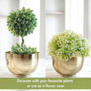 Maceta Moderna de Latón Chapado en Oro con Patrón Circular para Plantas de Interior, Estilo Glamuroso - Product Image 2