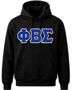 Phi Beta Sigma Black Hoodie <b>Men's</b> Cotton Fleece Sweatshirt Regular Fit Front Greek Letters Design Casual Breathable 360g Winter - Product Image 1