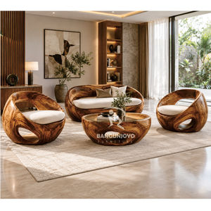 Juego de Sofás de Madera Maciza Modernos y de Lujo |   Diseño Curvo Orgánico |   Muebles Hechos a Mano Personalizados - Product Image 2