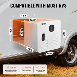 Scaldabagno Istantaneo per Camper con Porta Bianca 15 X 15 Pollici, Telecomando, 65000BTU, Prestazioni Comfort, Doccia Elettrica Istantanea - Product Image 6