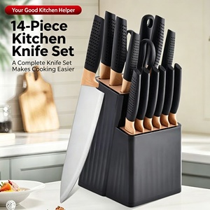 Ensemble de 14 couteaux de cuisine en acier inoxydable avec support, manches ergonomiques, ensemble de couverts professionnels, emballage cadeau - Product Image 6