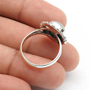 Anillo de Plata de Ley 925 con Gema de Aguamarina, Diseño Elegante y Redondo, Estilo Boho Vintage, Precio al por Mayor - Product Image 3