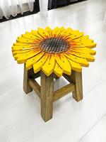 Nouvelle Arrivée Table Basse Moderne en Bois Massif Tournesol Écologique Mobile Pliable Multifonction Élégante Personnalisée Peinte à la Main
