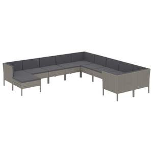 Conjunto de Muebles de Jardín de Ratán PE Gris 100% Poliéster con Acero con Recubrimiento en Polvo, Muebles de Exterior Duraderos - Product Image 2