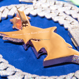 Dauphin Design Personnalisé F Lettre Pendentif Deux Tonnes Hip Hop Bijoux Pendentif Diamant Pendentif - Product Image 4