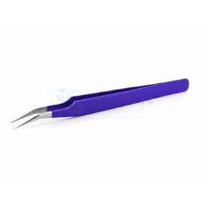 Pinzas Profesionales para Pestañas con Punta Curva Morada, Acero Inoxidable, para Extensiones de Pestañas de Volumen, Aplicación de Precisión y Salón de Belleza - Product Image 1
