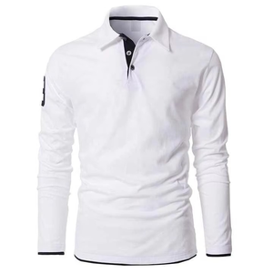 Camisa de Manga Larga con Solapa de Poliéster y Algodón, Logotipo Bordado Personalizado, Camisa de Trabajo con Solapa, Camiseta Polo de Manga Larga para Hombre - Product Image 5