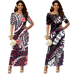 Vestido Polinesio Informal, Puletasi Samoano, Vestidos Elegantes de Estilo Isleño para Mujer - Product Image 3