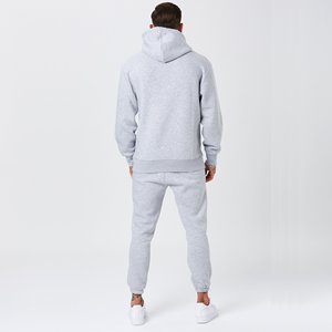 Pantalon de survêtement gris uni pour homme, 100 % coton respirant, poches latérales, taille élastique, idéal pour l'automne - Product Image 3