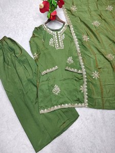 Diwali Wrinkle Free Launching Party Wear Sharara Suit with Pent and Dupatta PV Vichitra <b>Material</b> Readymade Collection - Product Image 6