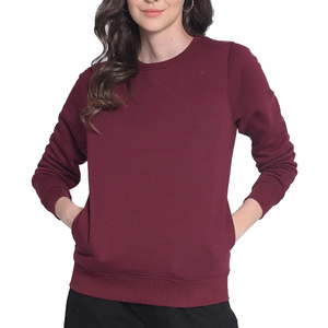เสื้อสเวตเชิ้ตคอกลมแบบเรียบสีพื้นสำหรับผู้หญิง ปี 2026 ขายส่ง แฟชั่น แห้งเร็ว ระบายอากาศดี รับผลิตตามแบบ OEM พร้อมบริการออกแบบ - Product Image 2