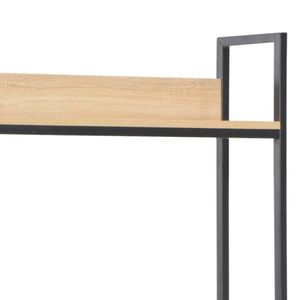 Bureau d'ordinateur en bois d'ingénierie noir et chêne avec structure en métal thermolaqué, meuble durable et élégant - Product Image 6