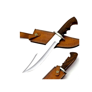 Couteau Bowie en acier carbone fait main avec manche en bois de rose et étui en cuir fin, couteau à lame fixe pour l'extérieur, vente en gros - Product Image 6