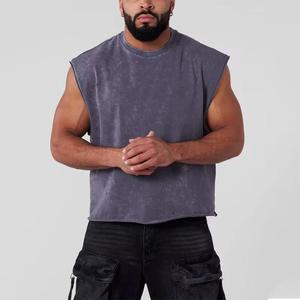 Débardeur unisexe vintage délavé à l'acide 100% coton de haute qualité avec broderie personnalisée respirant coupe oversize streetwear tricoté - Product Image 2