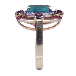 แหวนเงินแท้ 925 ชุบทอง ประดับเพชรและมรกต สำหรับทุกเพศทุกวัย สั่งซื้อขั้นต่ำน้อย สไตล์โบราณ - Product Image 2