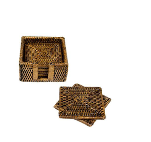 Sous-verre en rotin BOHO arrondi avec support, artisanat personnalisé, nouveauté, sous-verre en rotin, best-seller - Product Image 2