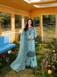 Elegant Embroidered Cotton Salwar Kameez Set For Women Traditional Ethnic Wear Loose Fit Ankle-Length Kurta Dupatta Pant Set - Product Image 1