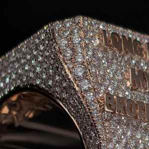 Anillo de Compromiso de Plata de Ley 925 con Diamante Moissanite VVS, Chapado en Oro, Estilo Hip-hop para Hombre y Mujer, Gran Venta - Product Image 4