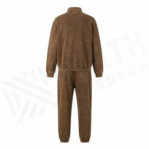 Custom Acid Wash Tracksuit Set <b>Plain</b> Hoodie Crewneck <b>Sweatshirt</b> Printing Unisex Streetwear Outfit Gym Fitness Activewear - Product Image 2